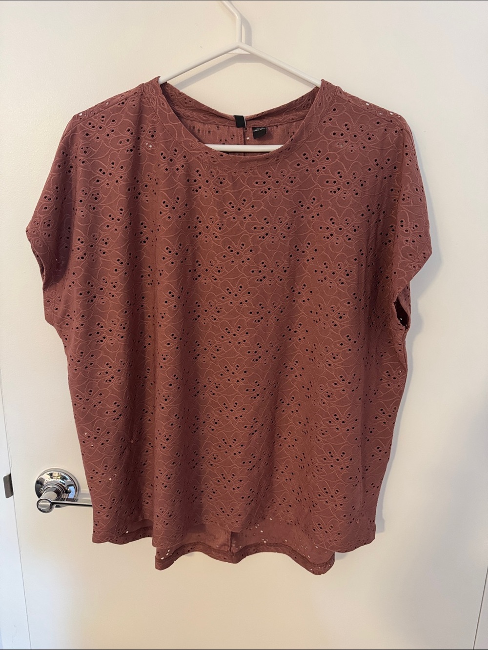 Only Dusty Rose Eyelet Short Sleeve Top